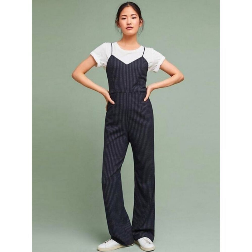 NWT Anthropologie The Essential Jumpsuit Pinstripe